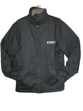 Rare Stiiizy 2017 "Quality Goods" Canvas Work Jacket Black/ White Graphic Large
